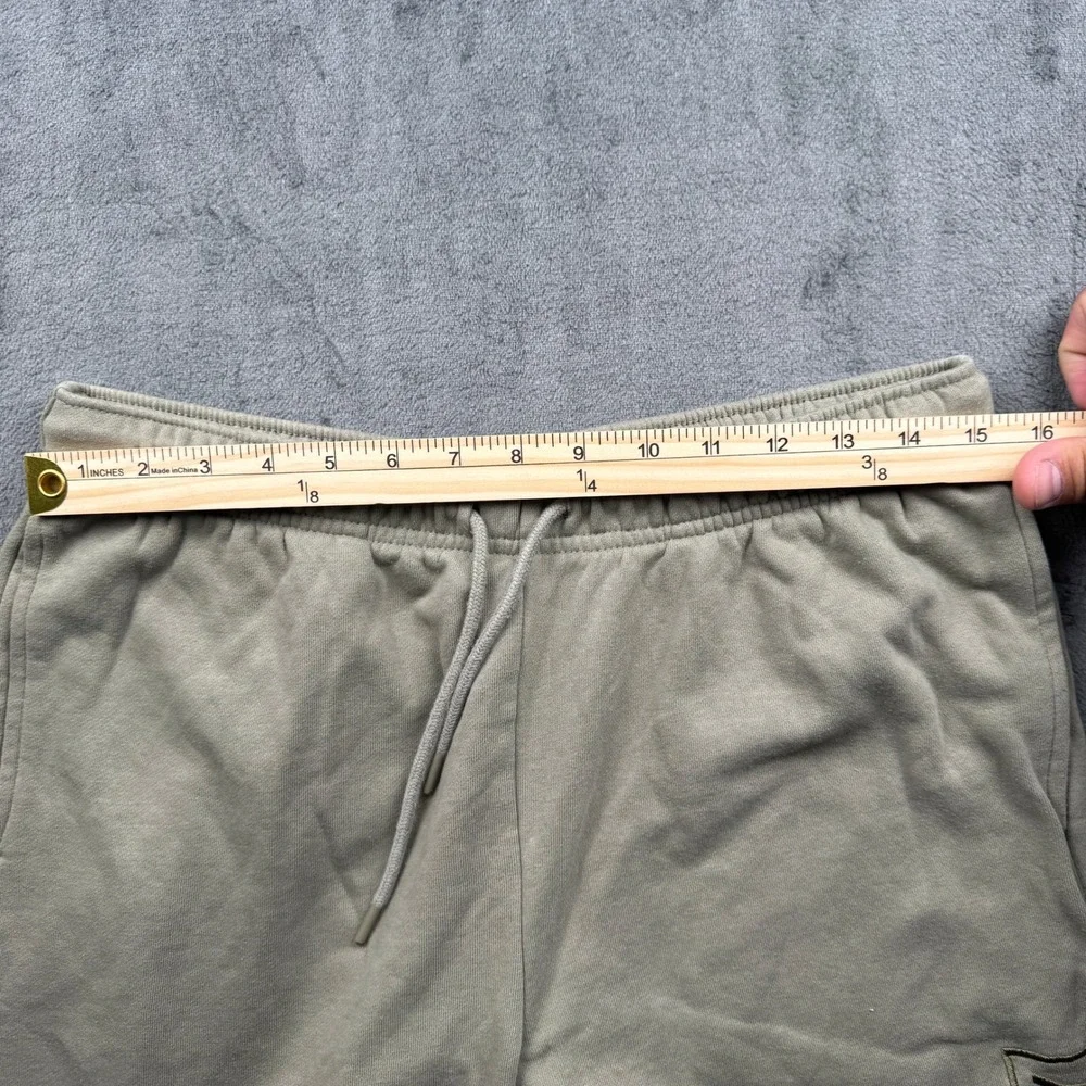 Hurley Fleece Sweat Shorts Mens Medium Olive Green Logo Drawstring Excellent